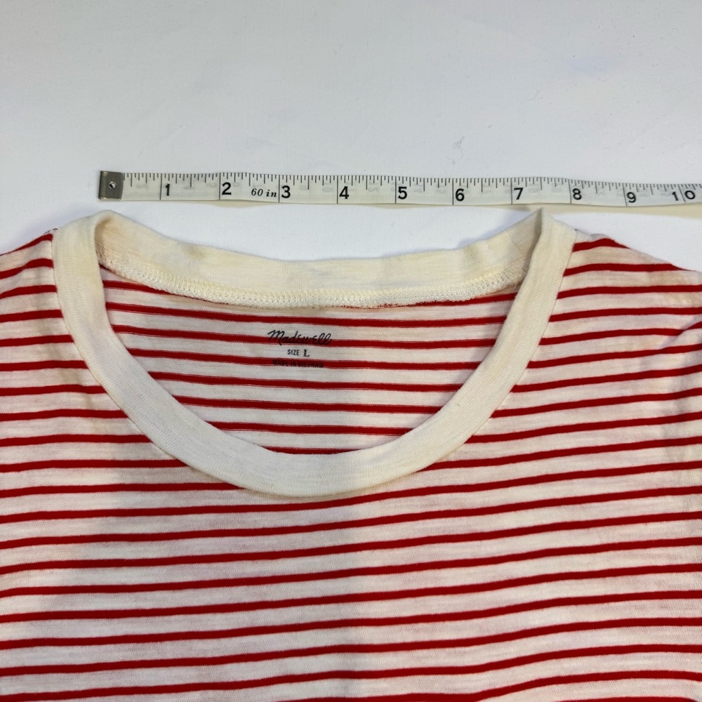 Madewell Red and White Striped Tee Size Large - Picture 10 of 11